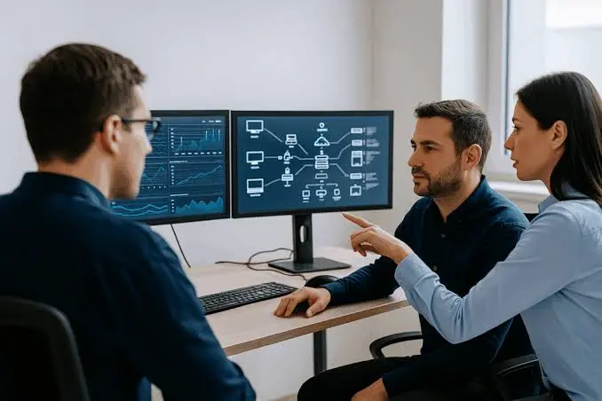 Equipo de Trek.IA revisando un panel de indicadores operativos